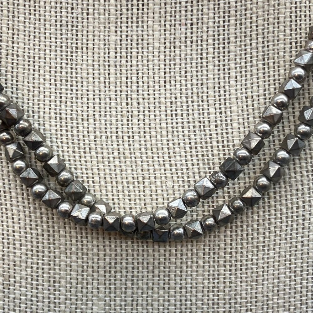 Moon C Paris Necklace Silver Dual Strand Geometric Beads Adjustable Chain BoHo - Picture 7 of 8